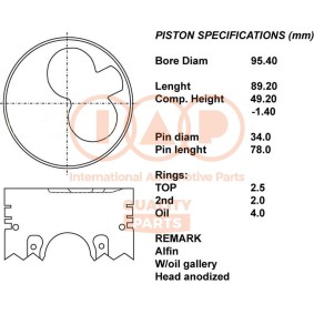Kolben 100-07097 HYUNDAI EXCEL von IAP QUALITY PARTS