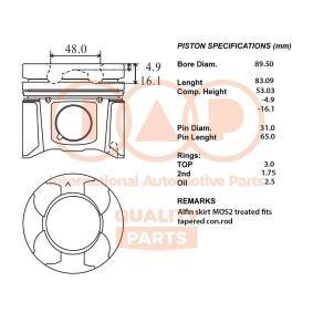 Achetez des Piston IAP QUALITY PARTS 100-12055 à prix pour 498,00 €