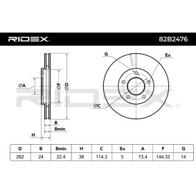 Achetez des Disque de frein RIDEX 82B2476 à prix pour 27,59 €