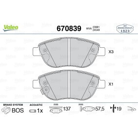 Köp Bromsbelägg av VALEO 670839 till det låga priset 343,48 kr