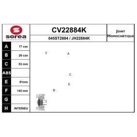 Gelenksatz, Antriebswelle CV22884K