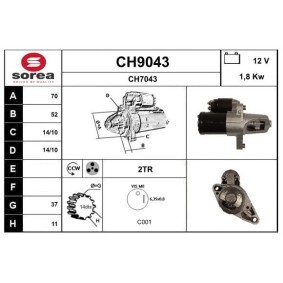 Köp Startmotor av SNRA CH9043 till det låga priset 2476,10 kr