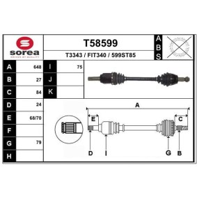 Comprar Árbol de transmisión de EAI T58599 a bajo precio de 147,37 €