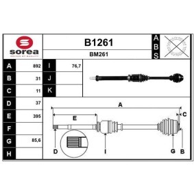 Comprar Árbol de transmisión de SNRA B1261 a bajo precio de 280,18 €