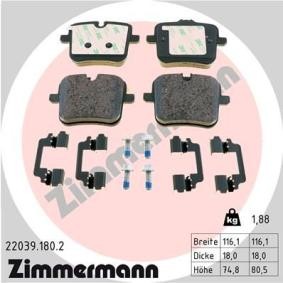 Comprar Juego de pastillas de freno de ZIMMERMANN 22039.180.2 a bajo precio de 95,44 €