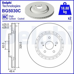 Kjøp Bremseskive av DELPHI BG5030C til den lave prisen 772,82 NOK