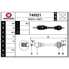 Comprar Árbol de transmisión de EAI T49521 a bajo precio de 136,54 €