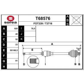 Comprar Árbol de transmisión de EAI T68576 a bajo precio de 152,71 €