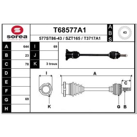 Comprar Árbol de transmisión de EAI T68577A1 a bajo precio de 125,96 €