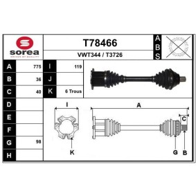 Comprar Árbol de transmisión de EAI T78466 a bajo precio de 245,70 €