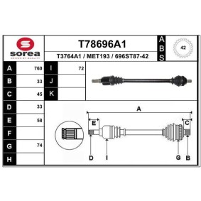 Comprar Árbol de transmisión de EAI T78696A1 a bajo precio de 231,41 €