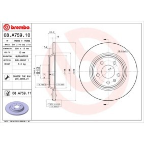 Comprar Disco de freno de BREMBO 08.A759.10 a bajo precio de 64,24 €