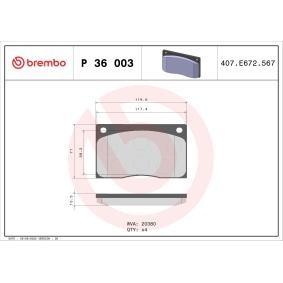 Köp Bromsbelägg av BREMBO P 36 003 till det låga priset 381,22 kr