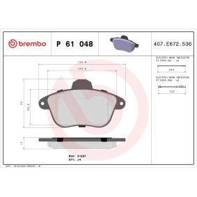 Köp Bromsbelägg av BREMBO P 61 048 till det låga priset 534,51 kr
