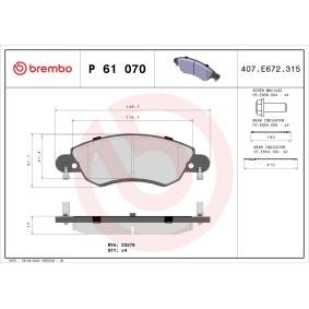 Köp Bromsbelägg av BREMBO P 61 070 till det låga priset 427,00 kr