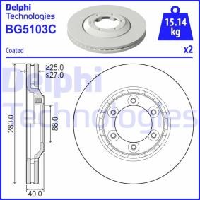 Kjøp Bremseskive av DELPHI BG5103C til den lave prisen 760,17 NOK
