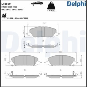 Köp Bromsbelägg av DELPHI LP3699 till det låga priset 1576,78 kr