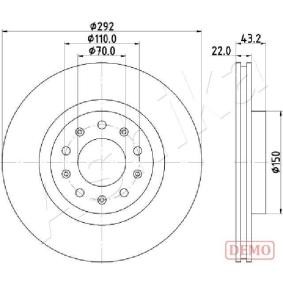 Achetez des Disque de frein ASHIKA 61-00-0205C à prix pour 57,27 €