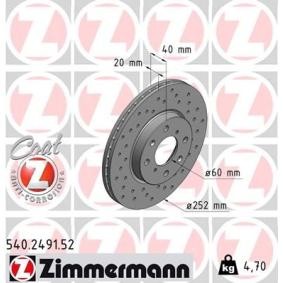 Comprar Disco de freno de ZIMMERMANN 540.2491.52 a bajo precio de 82,35 €