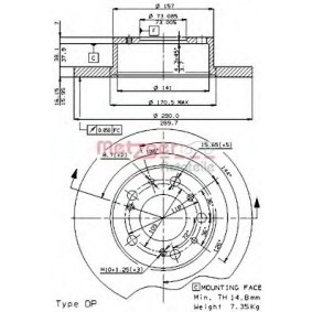 Achetez des Disque de frein METZGER 14081 E à prix pour 65,89 €