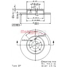 Achetez des Disque de frein METZGER 14138 E à prix pour 31,57 €