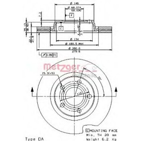 Comprar Disco de freno de METZGER 24700 E a bajo precio de 60,82 €