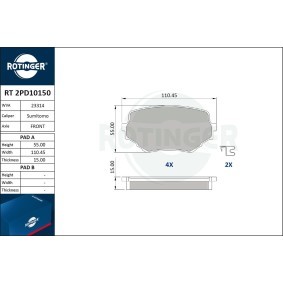 Köp Bromsbelägg av ROTINGER RT 2PD10150 till det låga priset 432,94 kr