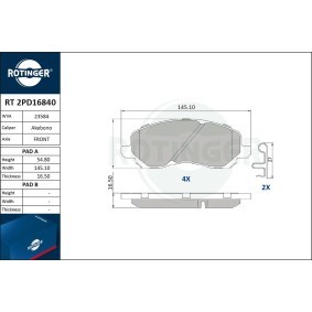 Köp Bromsbelägg av ROTINGER RT 2PD16840 till det låga priset 472,16 kr