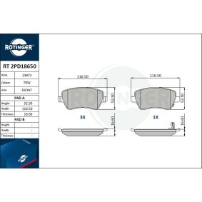 Köp Bromsbelägg av ROTINGER RT 2PD18650 till det låga priset 386,64 kr