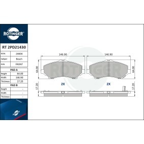 Köp Bromsbelägg av ROTINGER RT 2PD21430 till det låga priset 621,09 kr