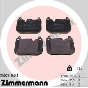 Köp Bromsbelägg av ZIMMERMANN 25028.160.1 till det låga priset 1013,69 kr