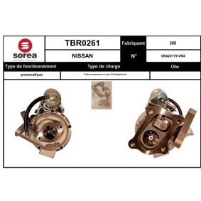 Kjøp Turbolader av SNRA TBR0261 til den lave prisen 6892,89 NOK