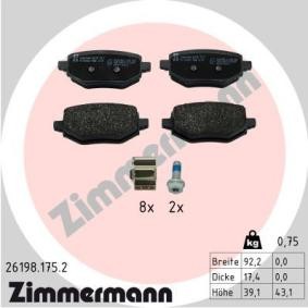 Køb Bremseklodser af ZIMMERMANN 26198.175.2 til den lave pris 375,22 DKK
