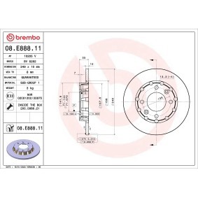 Köp Bromsskiva av BREMBO 08.E888.11 till det låga priset 626,68 kr