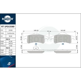 Köp Bromsbelägg av ROTINGER RT 1PD15580 till det låga priset 514,44 kr
