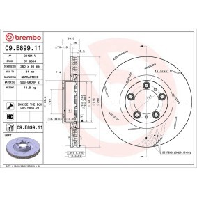 Köp Bromsskiva av BREMBO 09.E899.11 till det låga priset 2465,82 kr