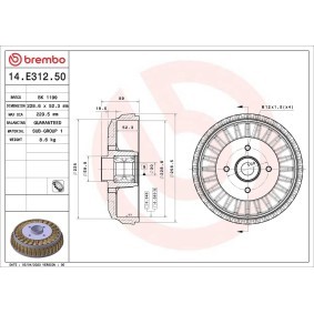 Köp Bromstrumma av BREMBO 14.E312.50 till det låga priset 1148,09 kr