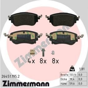 Comprar Juego de pastillas de freno de ZIMMERMANN 26451.195.2 a bajo precio de 86,83 €
