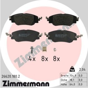 Comprar Juego de pastillas de freno de ZIMMERMANN 26620.180.2 a bajo precio de 82,30 €