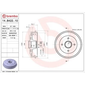 Osta Jarrurumpu BREMBO:llä 14.B422.10 edullisesti hintaan 60,41 €