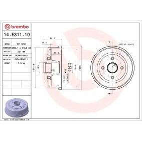 Köp Bromstrumma av BREMBO 14.E311.10 till det låga priset 544,26 kr