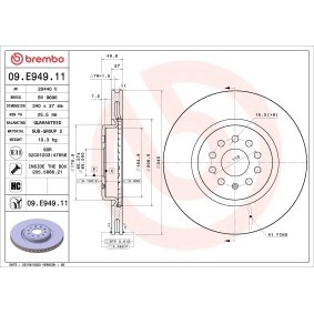 Osta Jarrulevy BREMBO:llä 09.E949.11 edullisesti hintaan 121,79 €