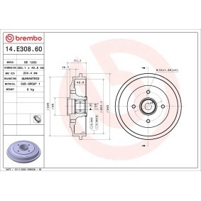 Köp Bromstrumma av BREMBO 14.E308.60 till det låga priset 1185,56 kr