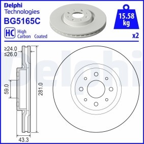 Kjøp Bremseskive av DELPHI BG5165C til den lave prisen 868,21 NOK