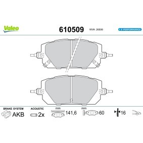 Köp Bromsbelägg av VALEO 610509 till det låga priset 809,48 kr