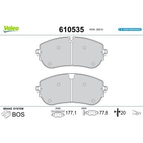 Köp Bromsbelägg av VALEO 610535 till det låga priset 1388,87 kr