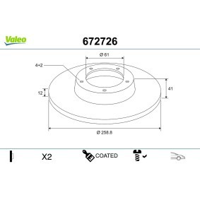Acquista Disco freno da VALEO 672726 a buon mercato per soli 45,15 €