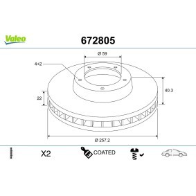 Comprar Disco de freno de VALEO 672805 a bajo precio de 52,87 €