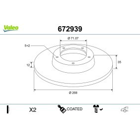 Köp Bromsskiva av VALEO 672939 till det låga priset 693,46 kr