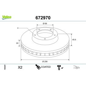 Acquista Disco freno da VALEO 672970 a buon mercato per soli 94,04 €